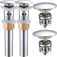 Polished Chrome Bathroom Sink Drain with Hair Catcher, 2 Pack