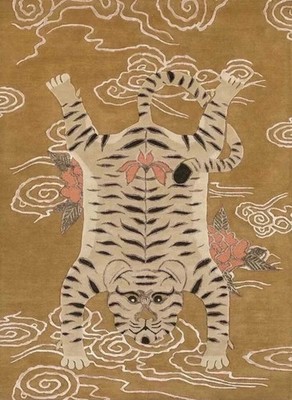 Hand Tufted Tibetan Tiger Rug Handmade Animal Woolen Area Rug Bohemian Carpet