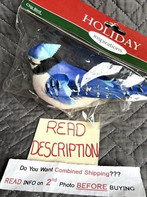 NEW Clip-On Artificial Blue Jay Bird Foam Feather 6  Christmas Tree Wreath Craft