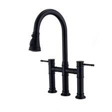 Bridge Kitchen Faucet with Pull Down Sprayer - 3-Hole Stainless Steel Constru...