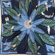 Pure 23 Momme Silk Shawl Neckerchief Scarf 2 face leaf Print 43'' Bandanna wrap