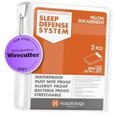  Pillow Encasement- Zippered Bed Bug Dust Mite Proof King (Pack of 2)