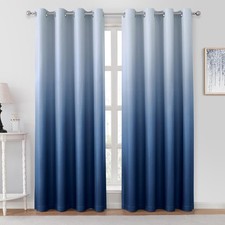 HOMEIDEAS Navy Blue Ombre 52"W x 84"L Pack of 2 ,