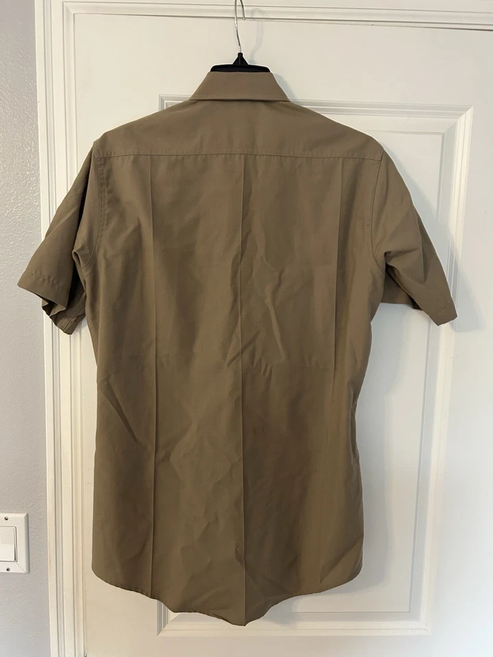 Camisa de manga corta con botones uniforme tostado Elbeco para hombre cuello 15 1/2 Foto 2 de 4