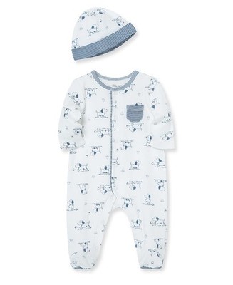 Little Me Baby Boy Clothes 2-Piece Sleeper and Cap Set Newborn, Puppy 