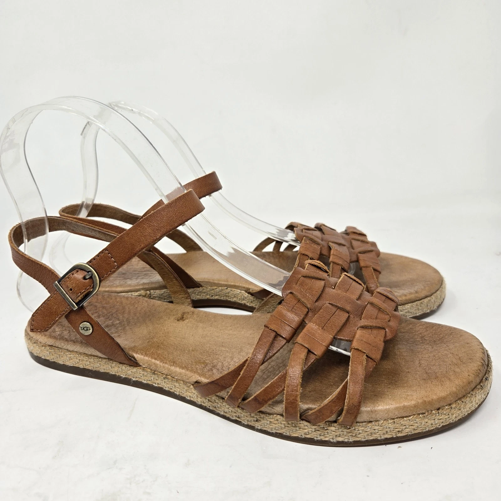 UGG Australia Sandali piatti donna Larisa cinturino alla caviglia fibbia pelle marrone 7 5M