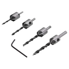›4Pcs Countersink Drill Bit 5 Flute Chamfer Positioning Reaming Tool Set With