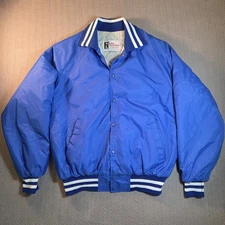Vintage Active Generation Jacket XL Blue Full Snap Windbreaker Varsity Bomber