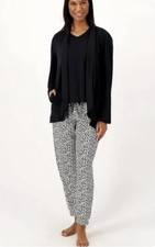 Muk Luks Regular Cloud Knit and Slub Knit 3-Piece Set Black/Animal S New