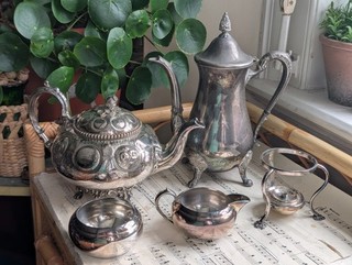 Victorian Silver Plated Tea Set Teapot Sugar Milk EPBM 8080