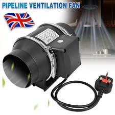 4"/100mm Quiet Inline Extractor Fan Bathroom&Hydroponics for Ventilation UK Plug