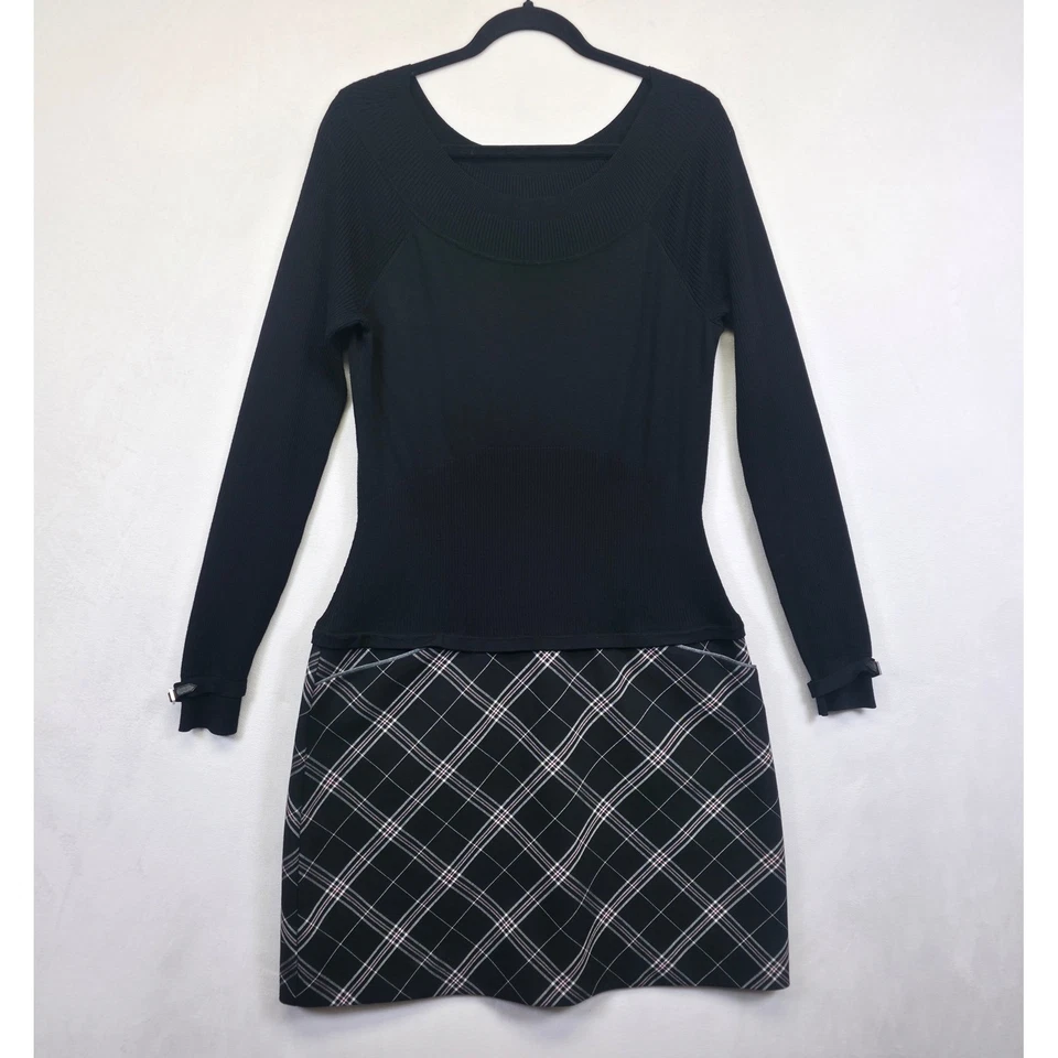 Vestido Suéter Casa Blanca Mercado Negro Para Mujer 12 Negro Cuadros Academia Whimsigoth Foto 2 de 4