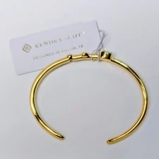 Kendra Scott Faye Gray Banded Agate Gold Cuff Bracelet