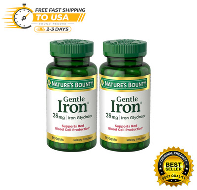 Natures Bounty Gentle Iron 28mg Vit C B12 Folic Acid Energy Stomach Care 180ct