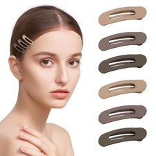 Small Flat Hair Clips for Women Lay 1 Count Pack of 6 , Brown, Gray, Khaki
