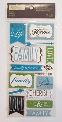 Family & Home Themed Chipboard Scrapbooking Stickers By Recollections