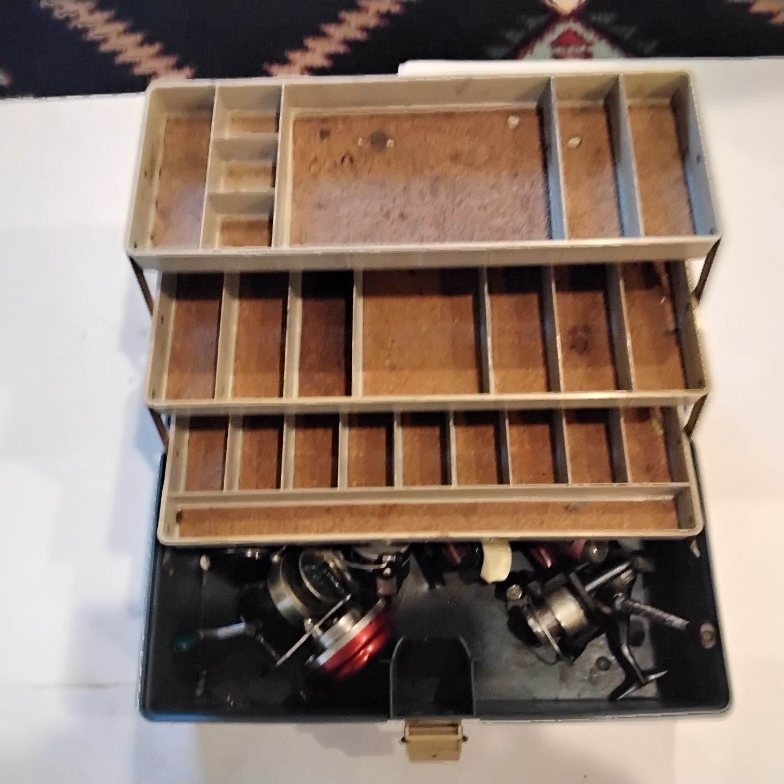 Vintage Tackle Box with Seven Vintage reels