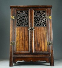 19,6" chinois Huali sculpture en bois statue de dragon creux armoire de meubles