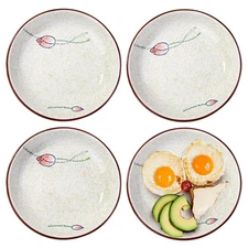 4 Pcs Japanese Ceramic Dinner Plates Household Tableware Plates YPL 7 Inch