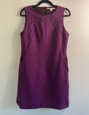 Diane von Furstenberg Purple Solid Sheath Dress Round Neck Knee Length 12