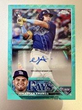 2023 Topps Chrome Update Jonathan Aranda 107/199 Aqua Wave Refractor RC Auto