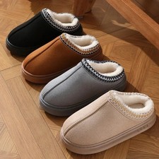 Luxury Fleece Lined Mule Slippers Platform Suede Womens Girls Fluffy Ugg Dupes