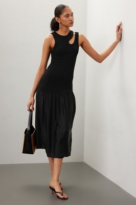 Sandro Women's Sleeveless Black Cutout  Midi Dress