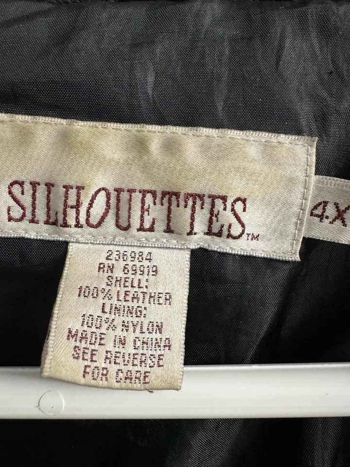 Silhouettes Black Leather Overcoat 4XL Women's - Image 3 of 4