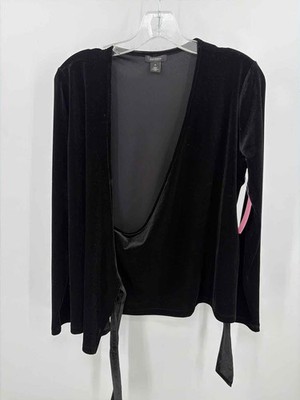 Pre-Owned Halogen Black Size Medium Velvet Long Sleeve Blouse