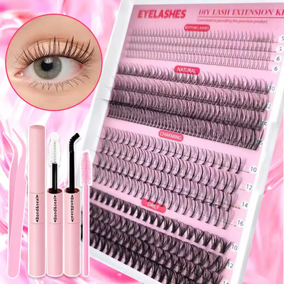 Show-Stopping Top & Bottom Lash Kit 60D-120D  Cluster Bombshell Fluffy Volume