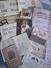 WW1 Replica Set Ration Book Trading cards, Newspaper, Adverts Home Front Medical