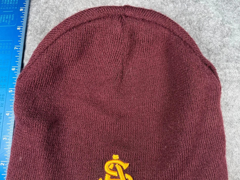Arizona State Sun Devils Zephyr Beanie Adult Red Yellow 100% Acrylic Logo NCAA - Image 3 of 4