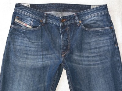 Diesel Waykee Straight Jeans Men Size 36 X 28 Blue Distressed 100