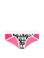 Victoria's Secret PINK Logo Hipster Panty Black White Logo Print