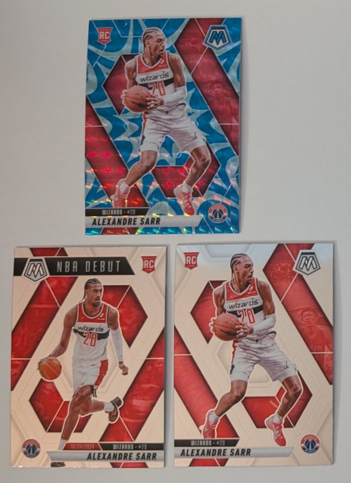 2024-25 Mosaic Alexandre Alex Sarr RC Rookie #216 NBA Debut #254 Reactive Blue