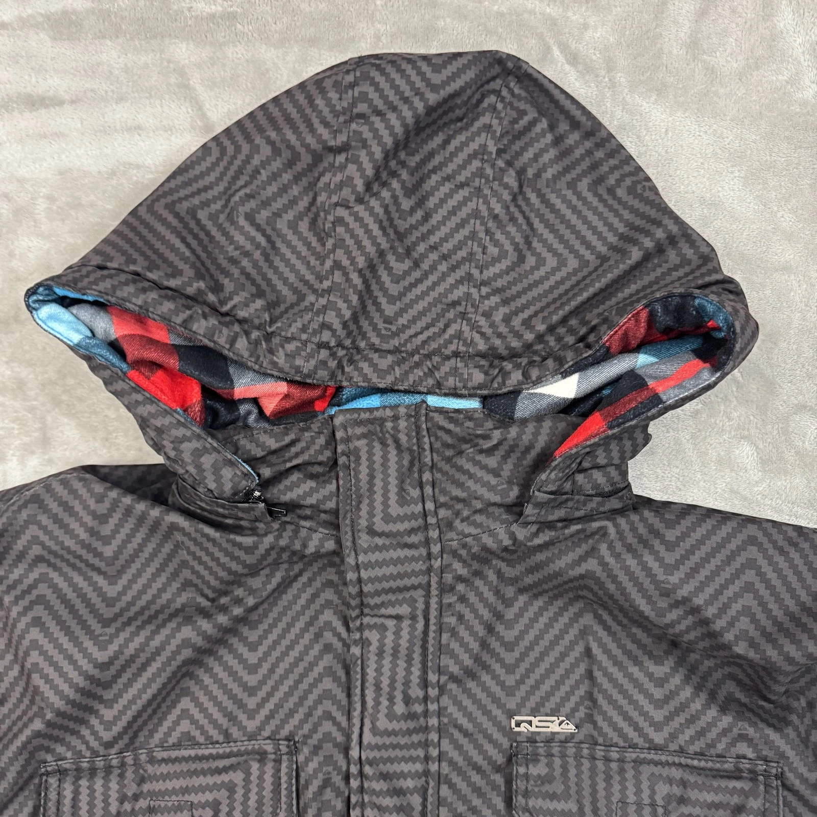 Quicksilver Jacket Men's XL Black Full Zip Utility Insulated Hooded Pockets Coat - product detail image 7