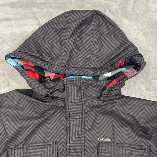Quicksilver Jacket Men's XL Black Full Zip Utility Insulated Hooded Pockets Coat image 7