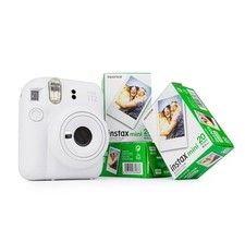 Fujifilm Instax Mini 12 Sofortbildkamera, Clay White + 60 Instax Filme