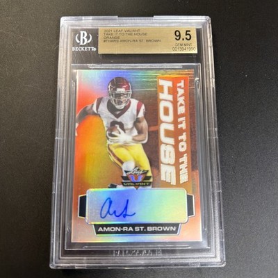 2021 LEAF VALIANT  TAKE IT TO THE HOUSE ORANGE AMON-RA ST. BROWN /50 BGS 9.5 GEM