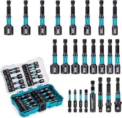 24PCS Magnetic Nut Driver Set, Impact Drill Driver Bit Set 1/4'', Metric and S...