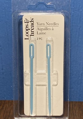Loops & Threads Yarn Needles Set - Plastic Package of 2 Teal Blue, NEW NOS