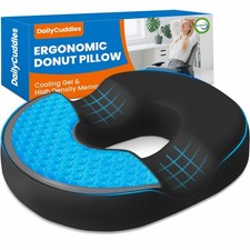 Donut Pillow for Tailbone Pain, Hemorrhoids - Cooling Gel Memory Foam Chair S...