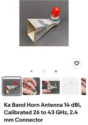 Ka Band Horn Antenna 14 dBi, Calibrated 26 to 43 GHz, 2.4 mm Connector