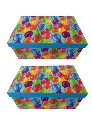 VTG Hat Boxes w Lids 99 Balloons Storage Box Set Of 2 Decor Shelf Sitter