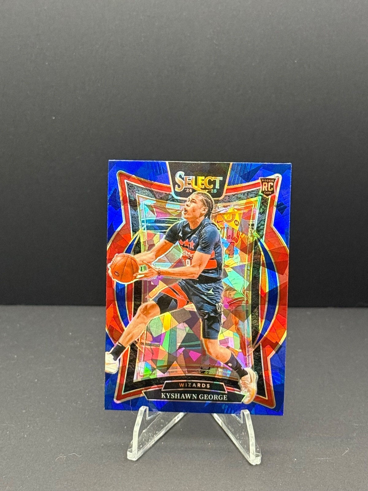 2024-25 Panini Select - Concourse Kyshawn George #85 Blue Cracked Ice Prizm (RC)