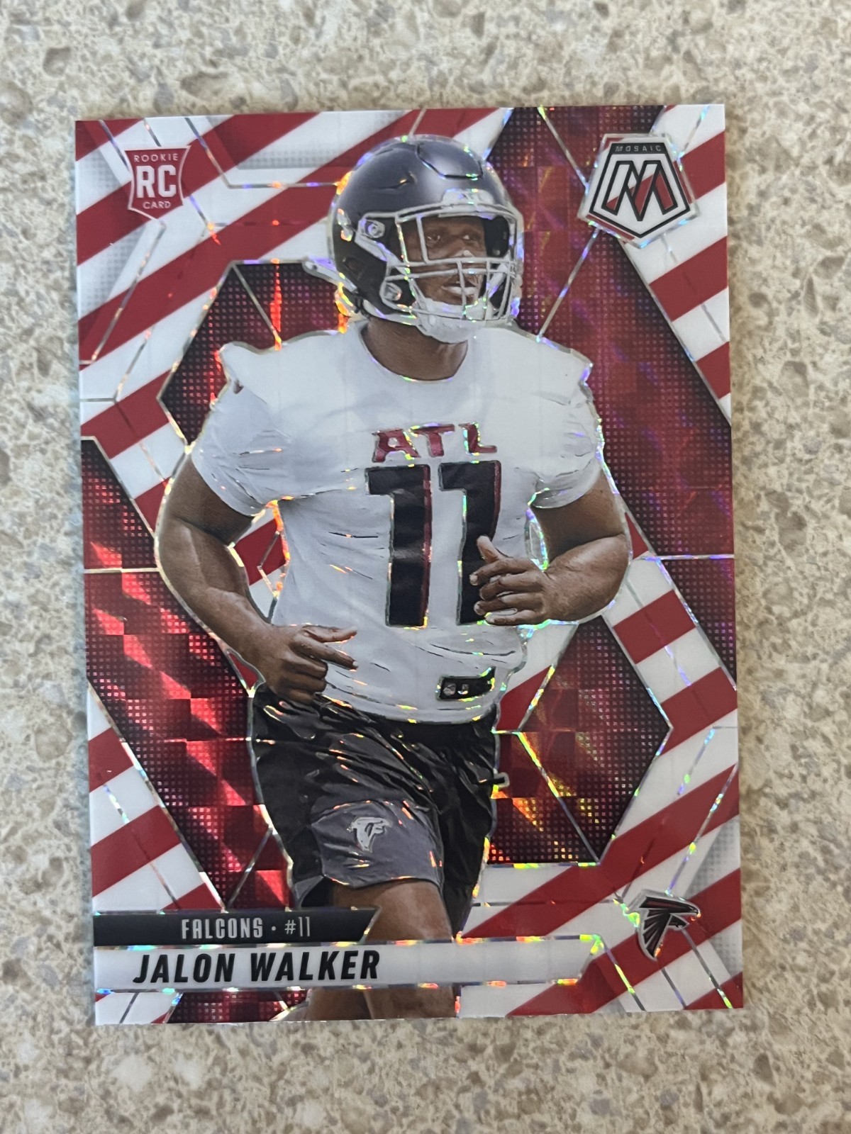 Jalon Walker RED & WHITE STRIPE PRIZM ROOKIE SP 2025 PANINI MOSAIC #377 Falcons