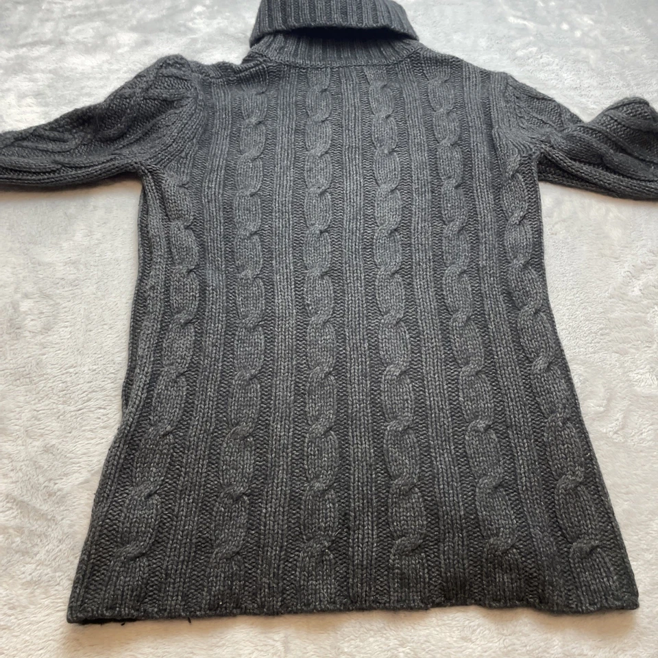Eddie Bauer Cable Knit Sweater Women S Charcoal Wool Blend Turtleneck Academia - Image 2 of 4