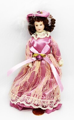 Puppenhaus Dame In Einem Rosa Kleid Ella 1:12 Maßstab Miniaturpuppe B Tumdee