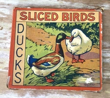 Vintage childrens game puzzle Sliced Birds Selchow & Righter 1930s 1940s robin