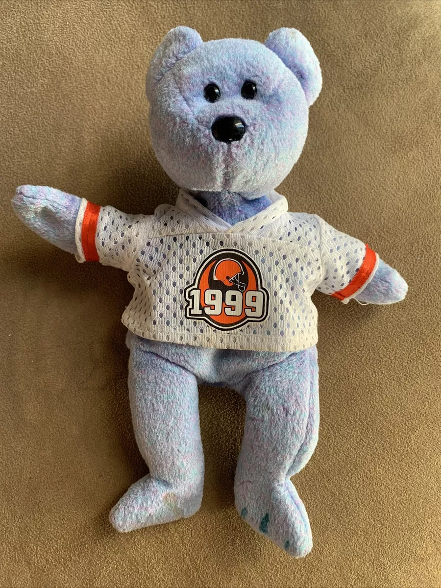 TY Beanie Baby CLUBBY 2 the Platinum Bear wearing Cleveland Browns jersey 1999